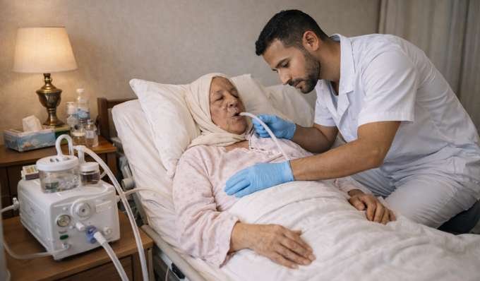 Kiné respiratoire adulte à domicile au Maroc avec concentrateur d'oxygène