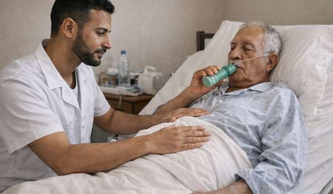 Kiné respiratoire personne âgée à domicile au Maroc oxygène et respiration