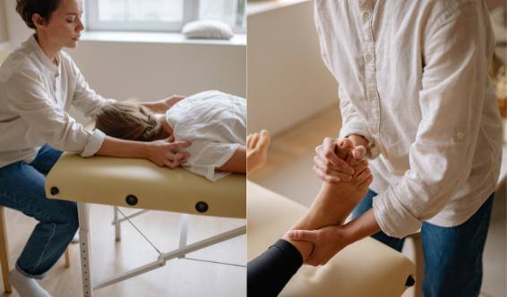 Table de massage professionnelle utilisée par un kiné à domicile au Maroc